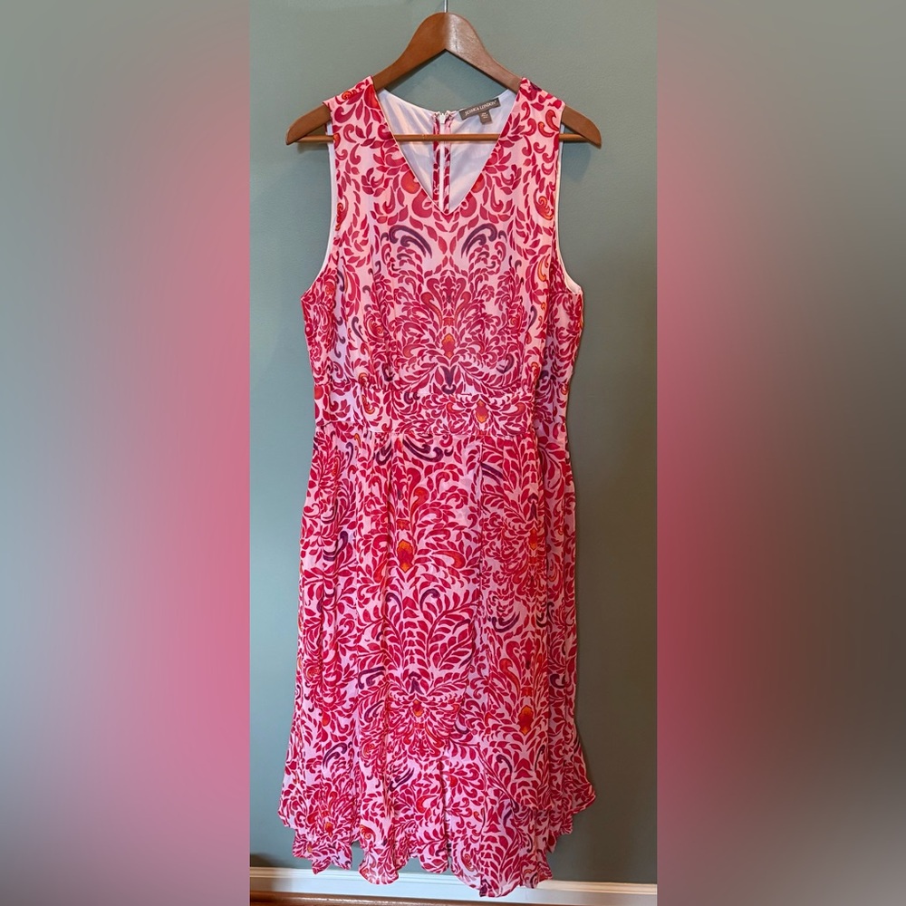 Jessica London Women's Plus Size Georgette Flyaway Pink Floral Maxi Dress 18W - Picture 4 of 12